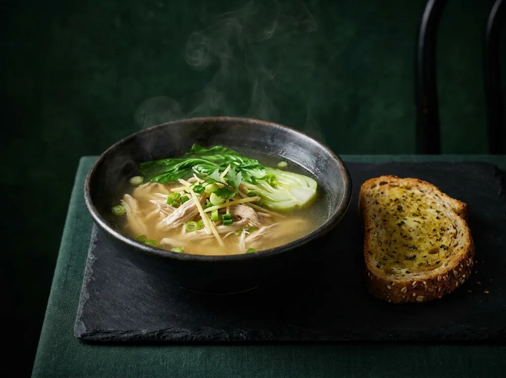 Chicken Clear Soup with Herbed Toast