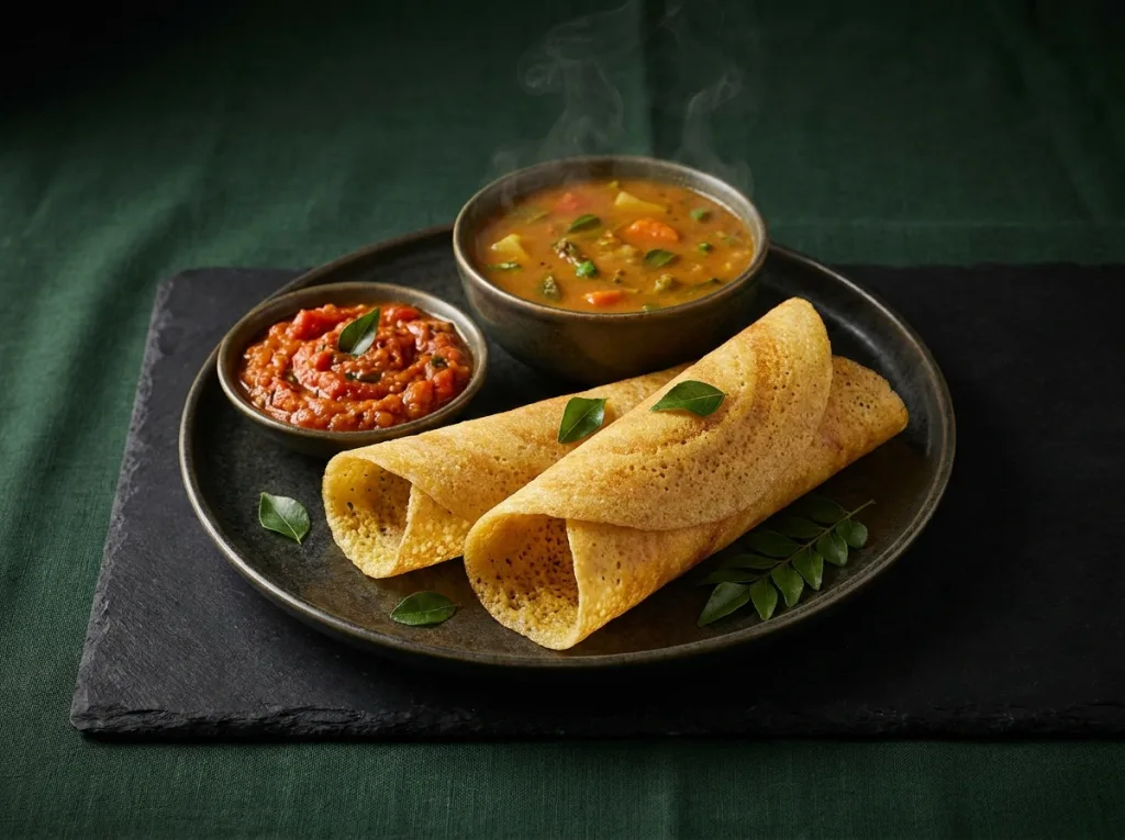 Millet Dosa with Tomato Chutney