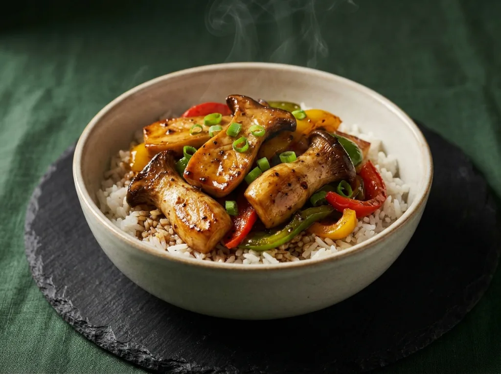 Mushroom & Pepper Stir-Fry with Rice