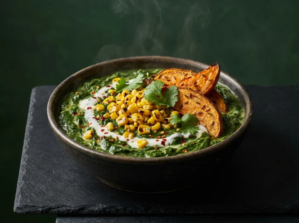 Palak Corn Sweet Potato Bowl