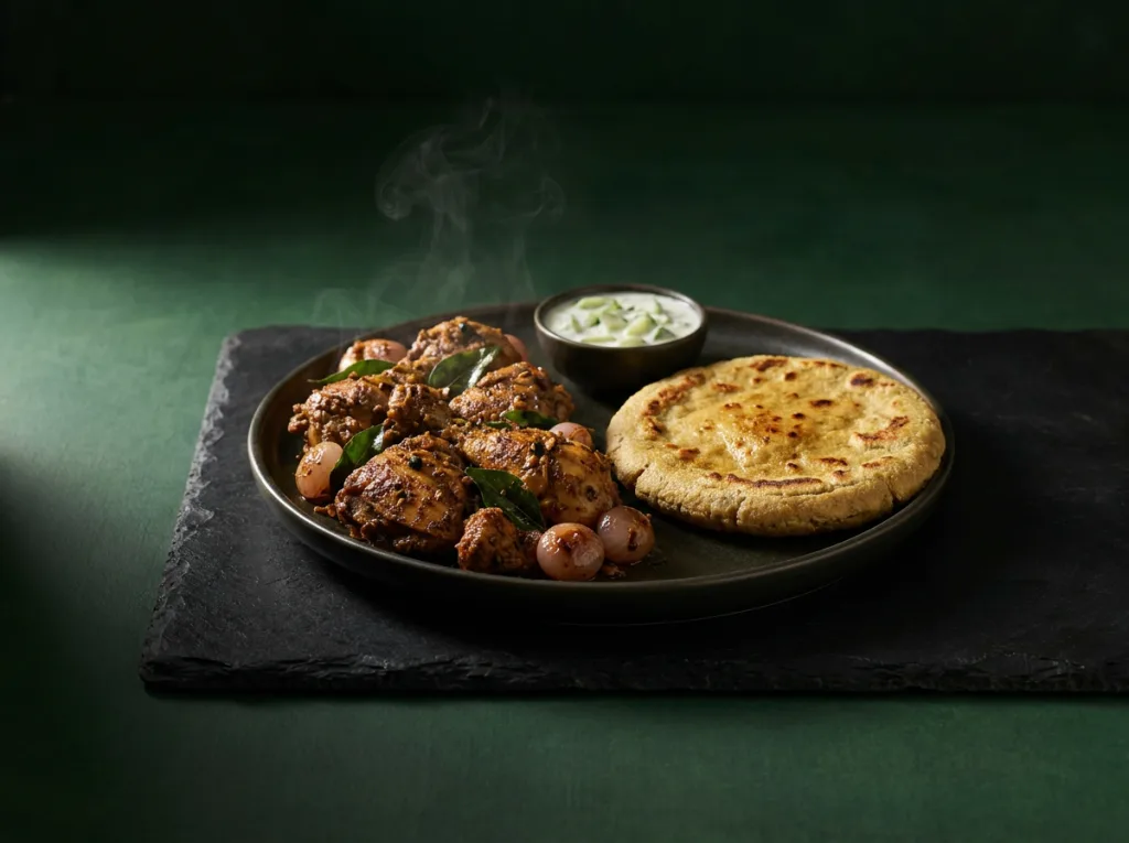 Pepper Chicken with Millet Roti
