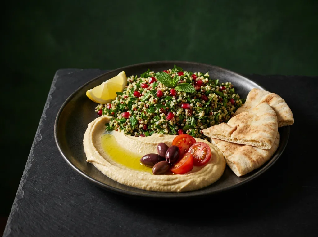 Quinoa Tabbouleh with Hummus Plate