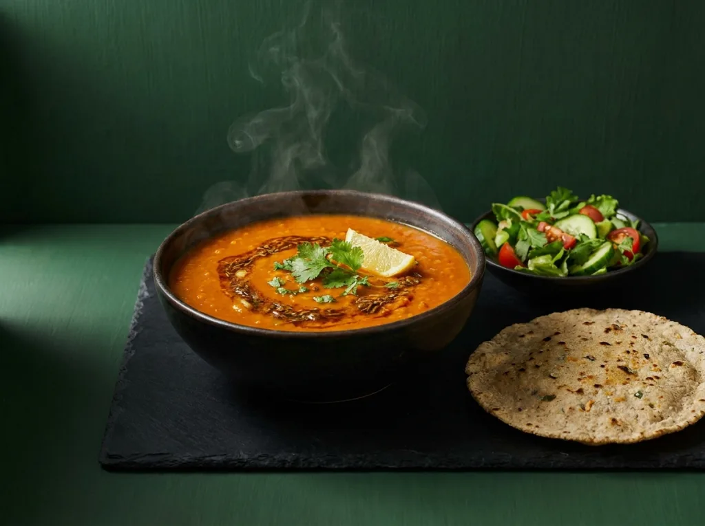 Red Lentil Soup with Millet Roti